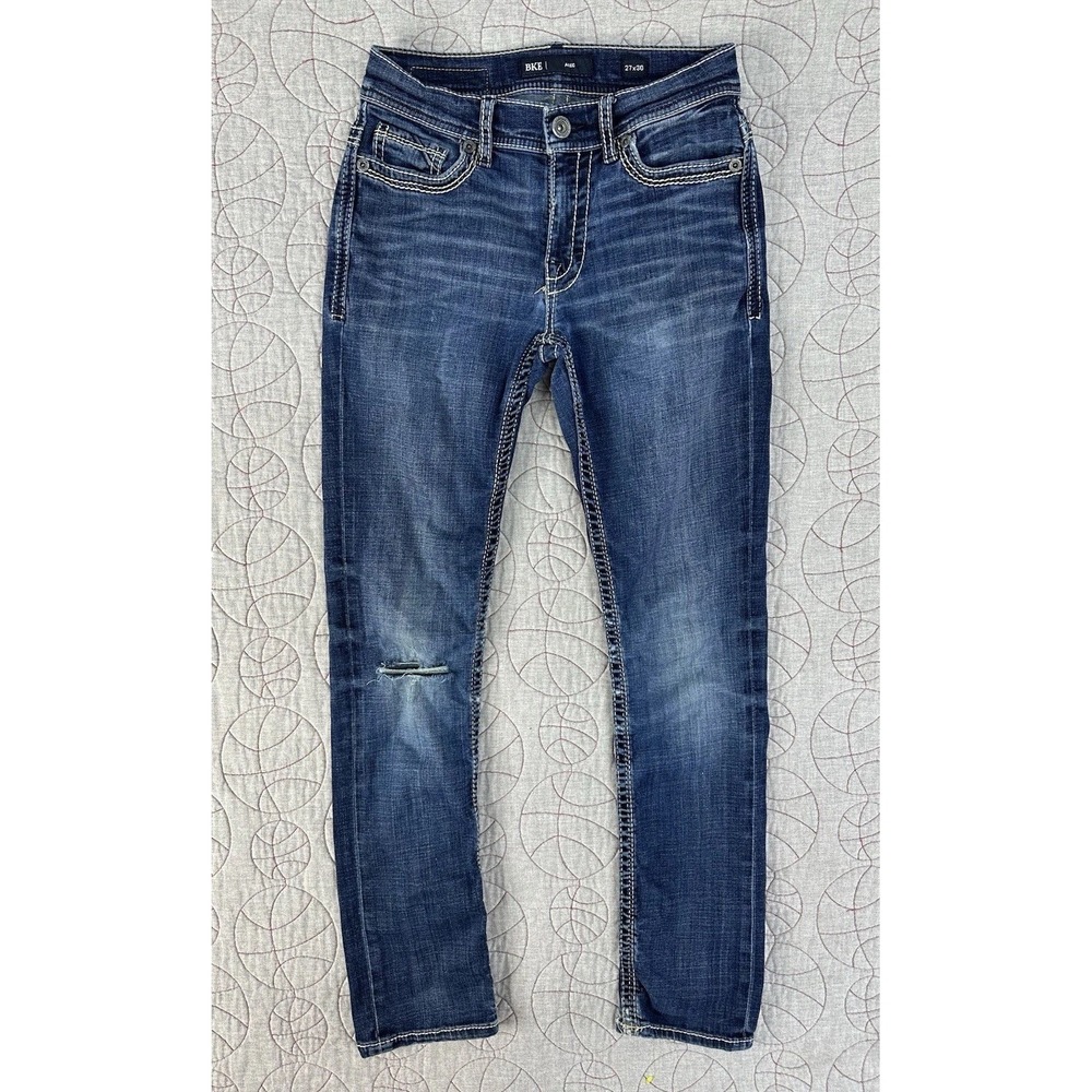 BKE‎ Alec Slim Straight Blue Distressed Jeans / Men's 27x30